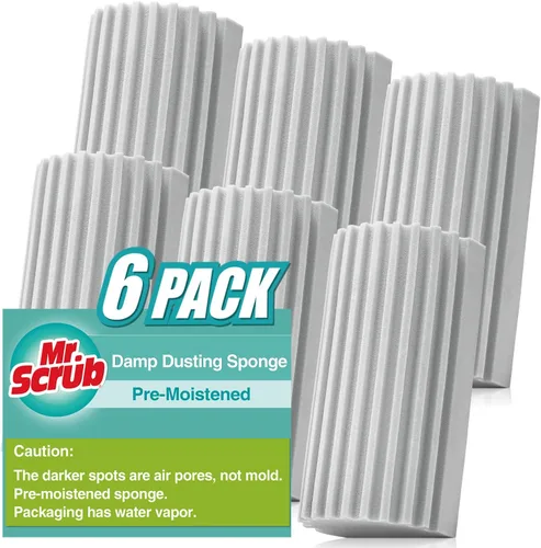 Paquete de 6 esponjas de polvo húmedo, esponja de limpieza de polvo gris, herramienta de esponja de limpieza reutilizable para el hogar, para