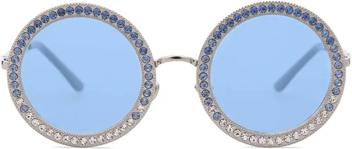 Miniatura 2 de SOJOS Shining Oversized Round Rhinestone Sunglasses Festival Gem Sunnies SJ1095