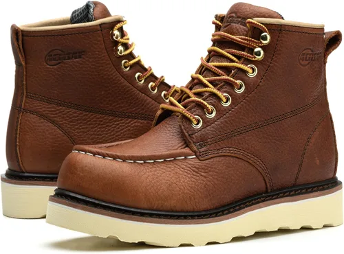 Miniatura 6 de Botas de trabajo para hombre - Botas de trabajo de 6 pulgadas con punta de cuña suave, Botas de trabajo impermeables para hombre Bronce