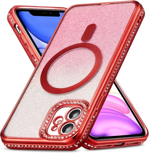 Miniatura 21 de ZCDAYE Funda con purpurina para iPhone 11 con decoración de diamantes, funda brillante de lujo con protector de cámara compatible con carga sin