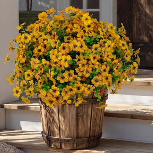Miniatura 17 de Axylex - Flores Artificiales para Exteriores, Plantas Falsas - 16 Paquetes de Verdería Artificial para Exteriores, Arbustos de Boj de Plástico Sin