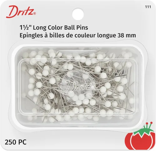 Dritz 111 pines de bola de color, largos, 1-1/2 pulgadas (250 unidades), color blanco