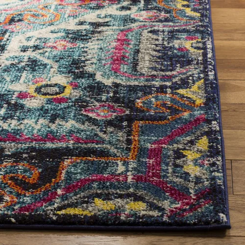 Miniatura 4 de SAFAVIEH Colección Monaco - Alfombra de pasillo, 2.2 x 6 pies, azul y fucsia, no desprende pelusa y de fácil cuidado, ideal para zonas de alto