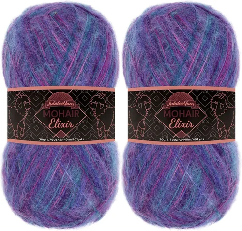 Miniatura 11 de JubileeYarn Mohair Elixir Yarn - 50g/Skein Baby Wool Blend - Cosmopolitan - 1 Skein