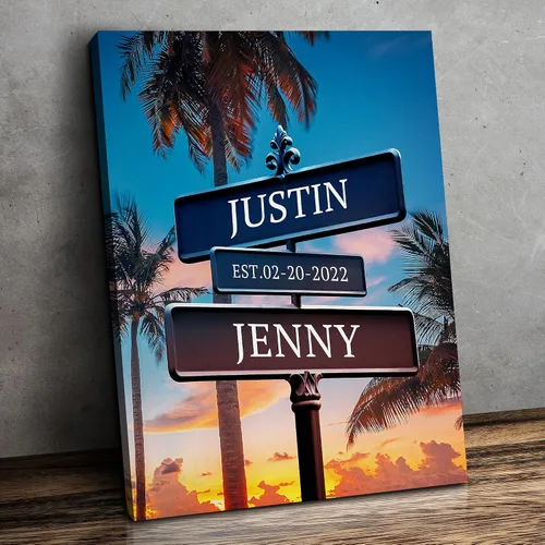 Miniatura 42 de CP CANVASPATH Nombre y fecha de pareja en la playa, impresiones en lienzo personalizadas, regalo de amor para aniversario, boda, cumpleaños y Arte