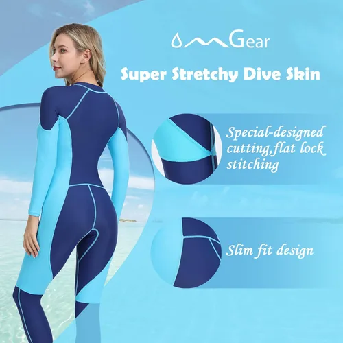 Miniatura 3 de OMGear Piel de Buceo para Mujeres y Hombres Traje de Esnórquel de Cuerpo Completo Traje de Baño de Secado Rápido Delgado Traje de Buceo Protección