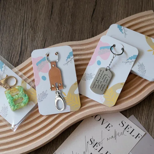 Miniatura 7 de Temlum 100 Piezas Tarjetas de Exhibición de Llaveros con Bolsas Autosellantes, Soporte para Tarjetas de Llaveros de 3'' x 4.7'' para Exhibir Plants