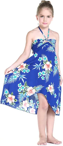 Miniatura 4 de Vestido halter hawaiano para niña en rojo hibisco