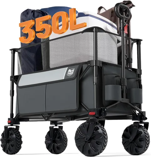 Miniatura 10 de Timber Ridge Carro plegable utilitario plegable resistente con ruedas todo terreno para compras al aire libre, camping, jardín, deportes, con bolsa