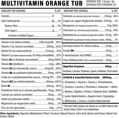 Miniatura 5 de Multivitamínico en polvo – Mezcla de bebida cetogénica para hombres y mujeres, aminoácidos BCAA que no molestan tu estómago – Multivitamínico vegano