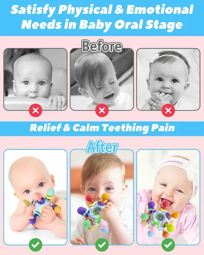 Miniatura 3 de Juguetes de Dentición para Bebés Mordedores para Bebés de 0-6 Meses Juguetes para Bebés Niñas Regalos para 0 3 6 9 12 Meses, Sonajeros para Recién