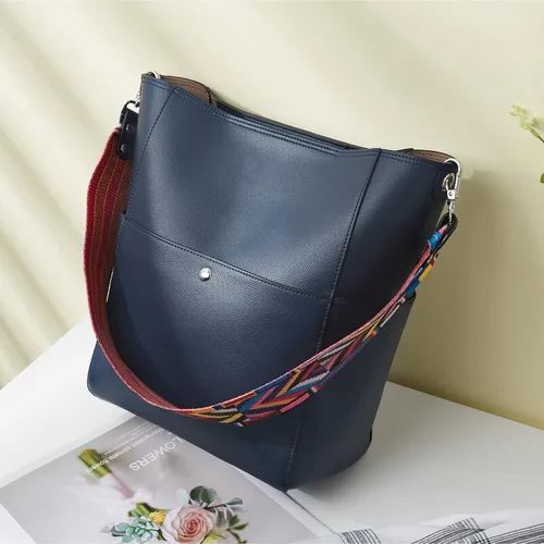 Miniatura 6 de BROMEN Bolsa Hobo para mujer, diseñada con cuero vegano, de hombro, bandolera