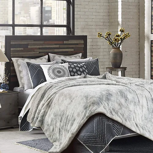 Miniatura 10 de Chanasya Manta de Tiro de Piel Sintética de Lobo Premium - Suave, Mullida Sherpa y Minky - para Cama o Sofá - 60" x 70" - Gris