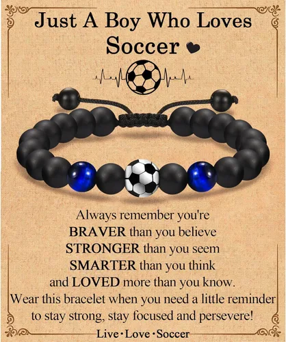 Miniatura 13 de EFVISD Pulsera de fútbol, baloncesto, béisbol, hockey para regalos para niños jugadores amantes de equipos, hijo, nieto, hermano, sobrino, amigo