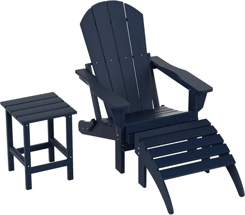 Miniatura 76 de WestinTrends Reposapiés otomano Adirondack para patio al aire libre, taburete de madera de polietileno para todo tipo de clima, ampliamente Azul