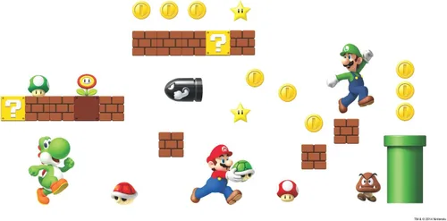Miniatura 6 de RoomMates RMK2351SCS Nintendo New Super Mario Bros Adhesivos para pared de escena de construcción, multicolor