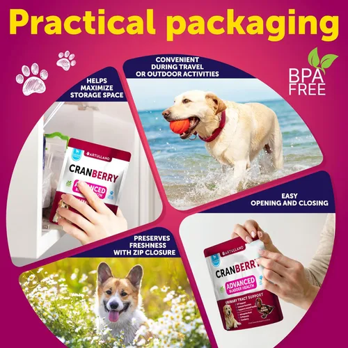 Miniatura 5 de Dog UT Treats - Bocadillos masticables de arándano para perros - Suplemento de apoyo para el tracto urinario y la vejiga con extracto natural