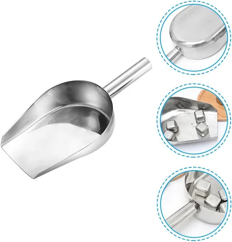 Miniatura 6 de Cuchara de hielo de acero inoxidable para máquina de hielo, cuchara de metal para alimentos, cuchara grande para alimentos, palas de cubo de hielo