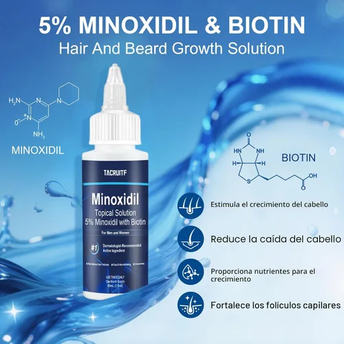 Miniatura 2 de Paquete de 6 minoxidil al 5% con biotina, tratamiento para el crecimiento del cabello, minoxidil para el crecimiento del cabello y la barba