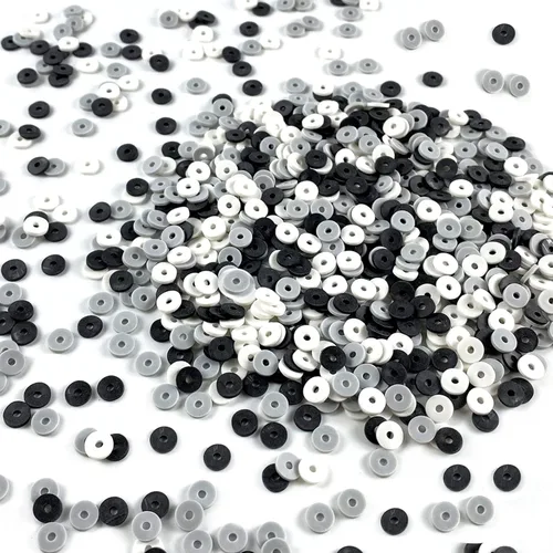 4000 cuentas heishi de arcilla polimérica mixta de color blanco, negro y gris, para hacer pulseras, collares, aretes, 0.236 pulgadas Azul mixto
