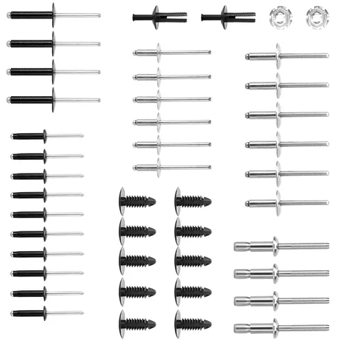 10L0L Kit completo de remaches de cuerpo para EZGO TXT 1994-up G&E, 44 sujetadores de metal y plástico, remaches de aluminio y acero inoxidable,