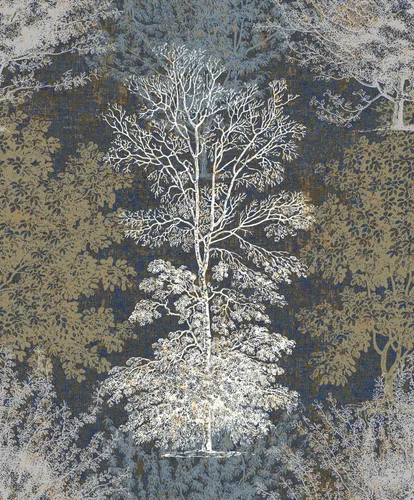 Papel tapiz vintage para despegar y pegar, diseño de árbol dibujado a mano para baño, paredes de dormitorio, armarios, estantes, mural de papel