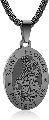 Miniatura 15 de Collar de patrón de santo, San Miguel/Virgen María/Rafael/Judá/Cristóbal/Benedicto/José/Patricio/Francisco/Florián/Tomás/Antonio, acero inoxidable