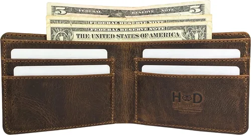 Miniatura 5 de Hide & Drink, Billetera plegable hecha a mano de cuero de grano completo, delgada, compacta, delgada para bolsillo o bolsa, almacena dinero