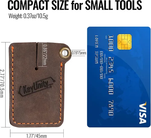 Miniatura 3 de KeyUnity Funda de cuero EDC organizador de bolsillo cosido a mano bolsa deslizante