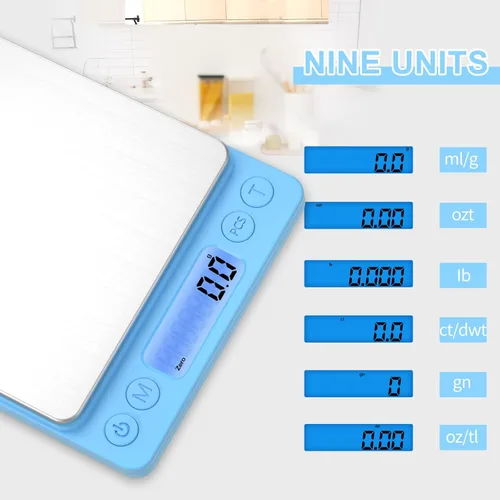 Miniatura 6 de Báscula digital de alimentos para onzas y gramos, YONCON 3000g/0.1g de precisión, báscula de cocina multifuncional para cocinar, hornear