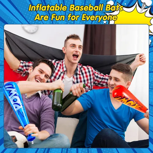 Miniatura 5 de WILLBOND 18 bates inflables de béisbol de 17 pulgadas a granel, regalos de fiesta de béisbol, premios de carnaval, inflable, juguete inflable con 1