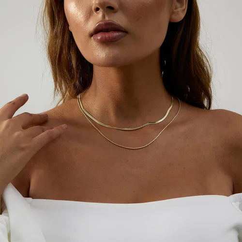 Miniatura 16 de Collares en capas para mujer, chapados en plata, delicada cuerda torcida de serpiente, delicado collar en capas, gargantilla de diferentes