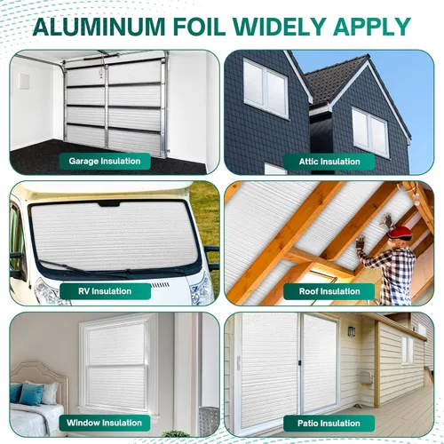 Miniatura 6 de HADOR Rollo de aislamiento de película reflectante para ventana, 24 pulgadas x 10 pies, rollo de aluminio de aluminio de doble cara, bloqueador