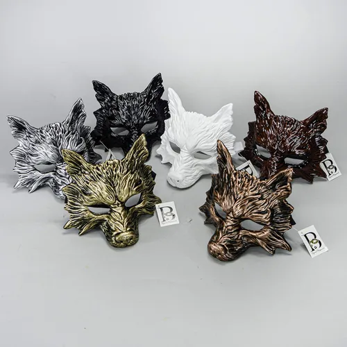 Miniatura 5 de Máscara de lobo de animales para mascarada, máscara de lobos, máscara de Halloween, cosplay, máscara de fiesta Blanco