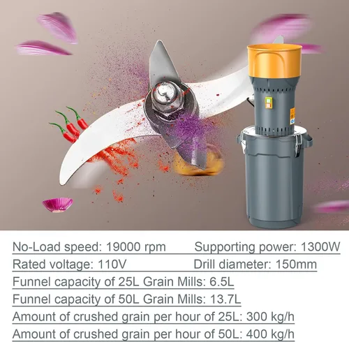 Miniatura 5 de Molinillo eléctrico de granos, molinillo de maíz con 5 modos de filtro, molinillo de trigo para molienda de cereales para el hogar y la granja, 6.6