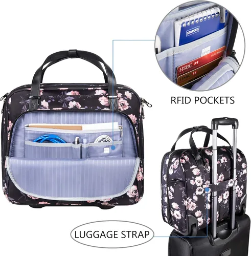 Miniatura 4 de KROSER - Maletín de Ordenador Portátil con Ruedas Premium, Bolsa de Ordenador Portátil de 15.6 Pulgadas, Bolso de Viaje Nocturno con Bolsillos RFID