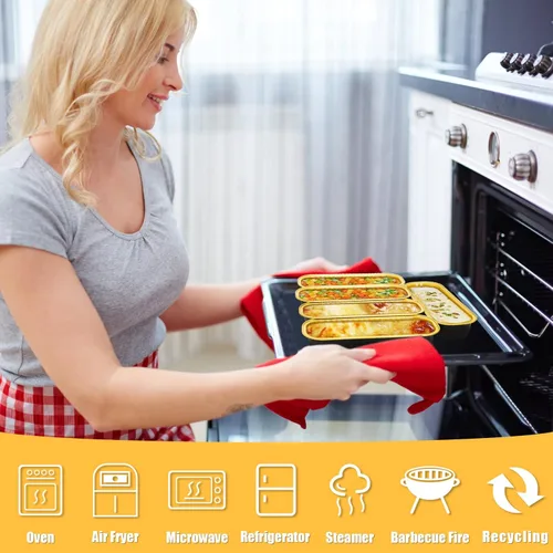Miniatura 3 de Paquete de 100 mini moldes para pasteles de 6.8 onzas con tapas, moldes para hornear de papel de aluminio, recipientes individuales para postres
