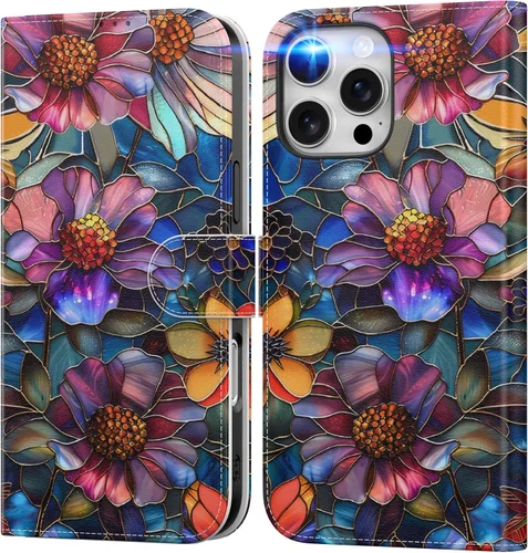 Miniatura 35 de DEENAKIN Funda tipo cartera para iPhone 15 con tarjetero + clip para efectivo, bloqueo RFID, protección contra caídas de grado militar y obras