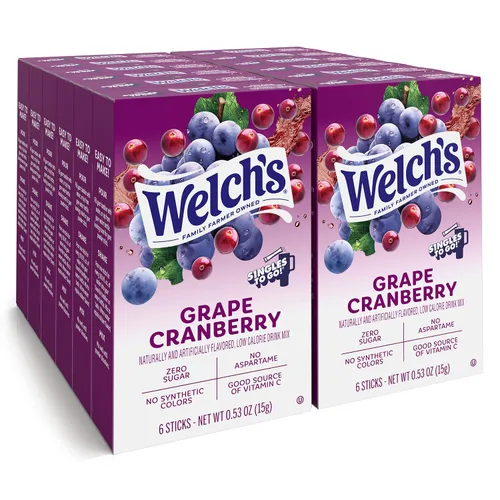 Miniatura 15 de Welch's Singles To Go! Paquete variado de mezcla de bebida de arándano, paquetes de sabor de agua sin azúcar, sin aspartamo, sin tintes