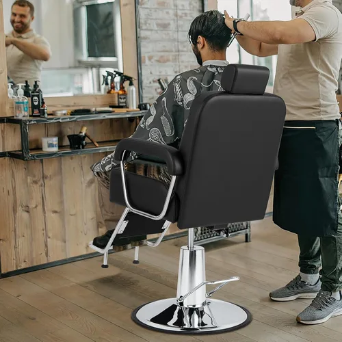 Miniatura 2 de Giantex Silla de peluquería reclinable, silla de salón para estilista, respaldo reclinable, giro de 360 grados, ajuste de altura, bomba hidráulica
