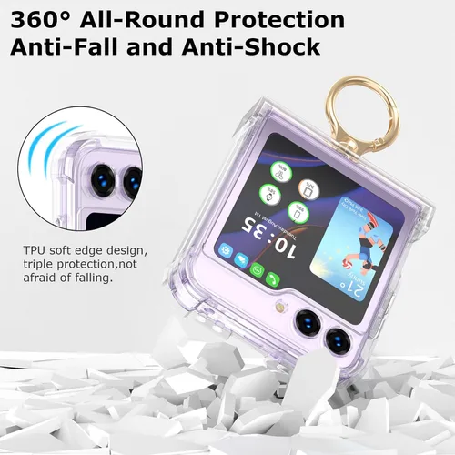 Miniatura 2 de Funda diseñada para Galaxy Z Flip 5 con protección de bisagra, funda transparente Flip 5 con soporte para Galaxy Z Flip 5 5G (2023), transparente