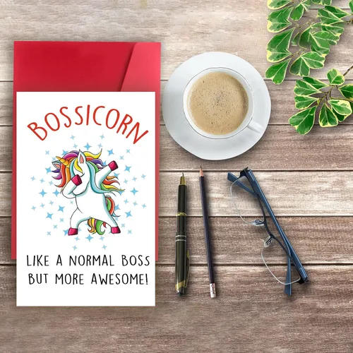 Miniatura 3 de Maravillosa tarjeta del día del jefe: divertido Bossicorn para Boss Manger - Tarjeta de cumpleaños humorística