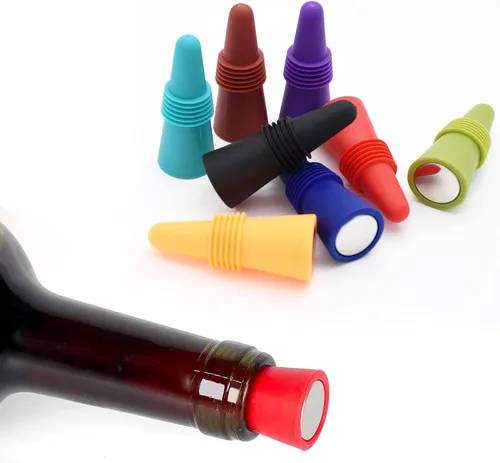 Miniatura 2 de Tapones de vino sellador de botellas de bebidas, de silicona suave, tapones para botellas de vino, corchos con agarre superior para mantener el vino
