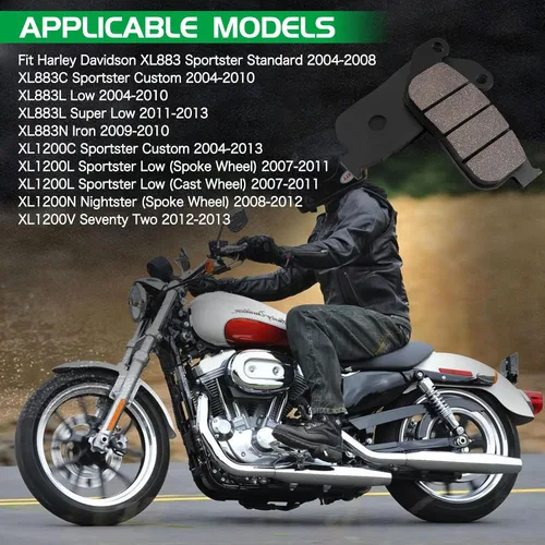 Miniatura 7 de LOCOPOW Pastillas de freno delanteras y traseras para Harley Davidson Sportster 883 1200 XL1200C XL1200L XL1200N XL1200V XL1200X XL883 XL883C XL883L