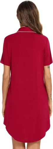 Miniatura 5 de Pjmlifecoco Camisón para mujer, con botones, manga cortalarga, suave modal, ropa de dormir S-XXL