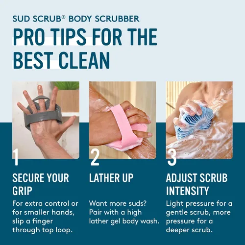 Miniatura 7 de Sud Scrub® Limpiador Corporal de Silicona Antimicrobiana, Exfoliante Corporal para Piel Sensible, Limpiador de Ducha Ecológico para el Cuerpo, Azul