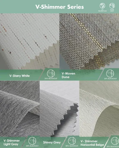 Miniatura 4 de Muestras de tela multicolor de persianas motorizadas Yoolax Light Filtering, Room Darkening, Sheer, Multicolor Fabric Swatches, Preview