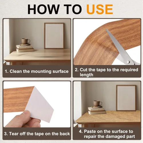 Miniatura 5 de PATIKIL Cinta de grano de madera de 2.2 pulgadas x 15 pies, cinta de reparación de textura de madera autoadhesiva con efecto de madera realista