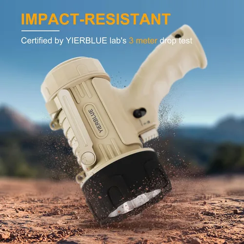 Miniatura 4 de YIERBLUE Linterna de Foco Recargable con LED de 1000000 Altos Lúmenes, Foco de Largo Alcance Impermeable IP67, Foco de Mano Resistente a Impactos