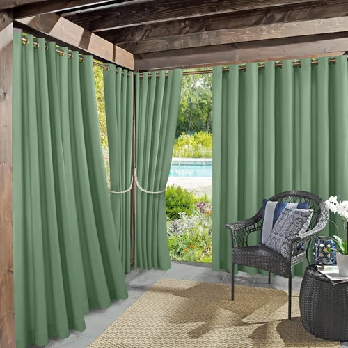 Miniatura 13 de Panel de cortina con ojales Sun Zero Marina para interior/exterior con protección UV y eficiencia energética, 54 x 95 pulgadas, cuarzo rosa